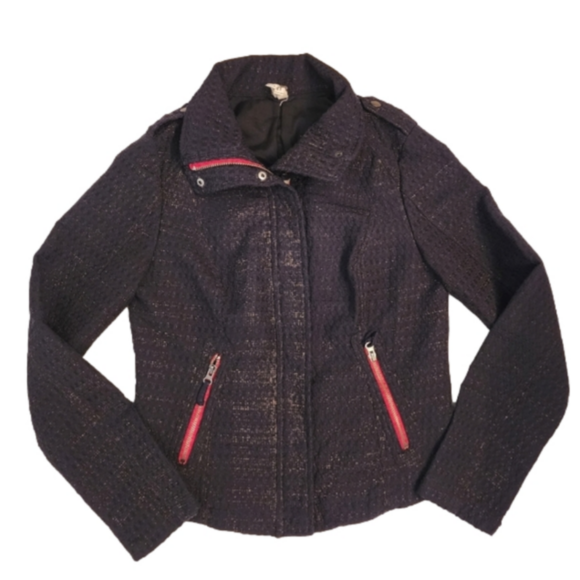 FREE PEOPLE BLACK SNAKESKIN MOTO JACKET RED TRIM MILITARY BIKER MOTO JACKETS 8 - Picture 1 of 4